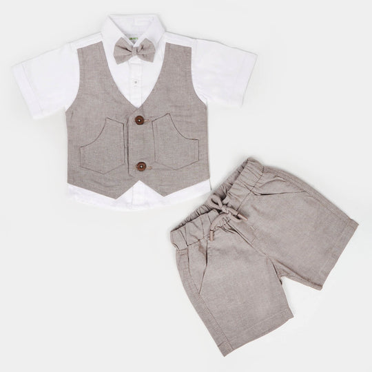 Infant Boys Cotton Suit - BROWN