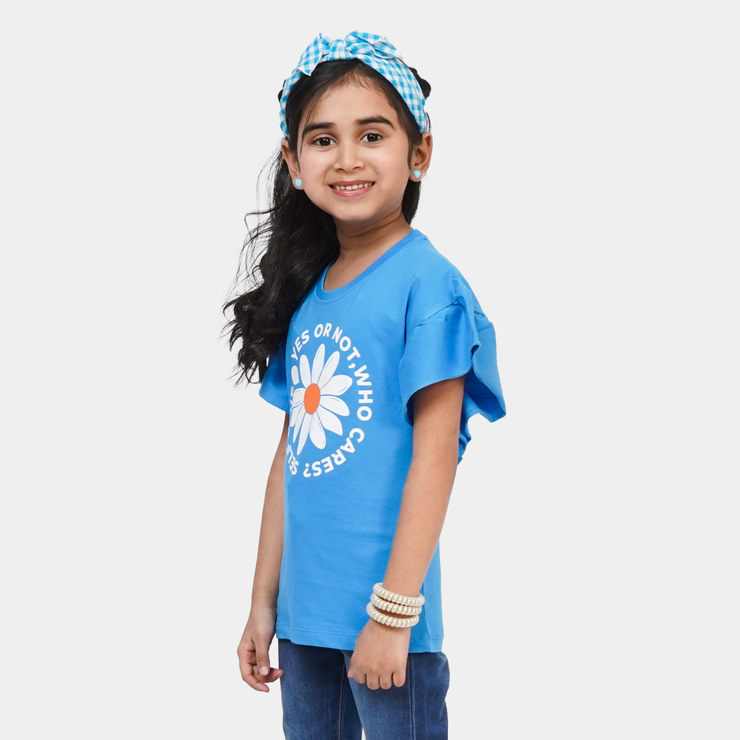 Girls Cotton T-Shirt Self Love - Blue