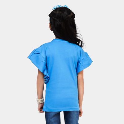 Girls Cotton T-Shirt Self Love - Blue
