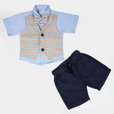 Infant Boys Cotton Suit - Multi Stripe