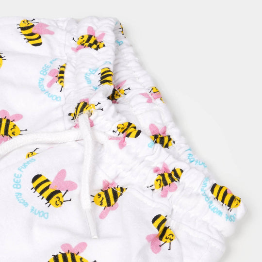 Girls Terry Pyjama Bee - White