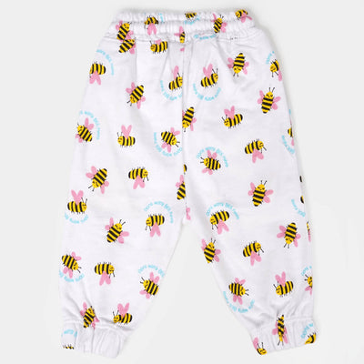 Girls Terry Pyjama Bee - White
