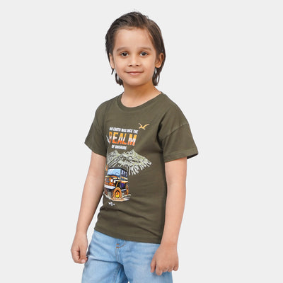Boys Cotton T-Shirt Realm - Olive Green