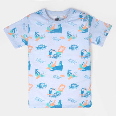 Boys Cotton T-Shirt Tropicool - Sky Blue