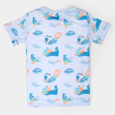 Boys Cotton T-Shirt Tropicool - Sky Blue