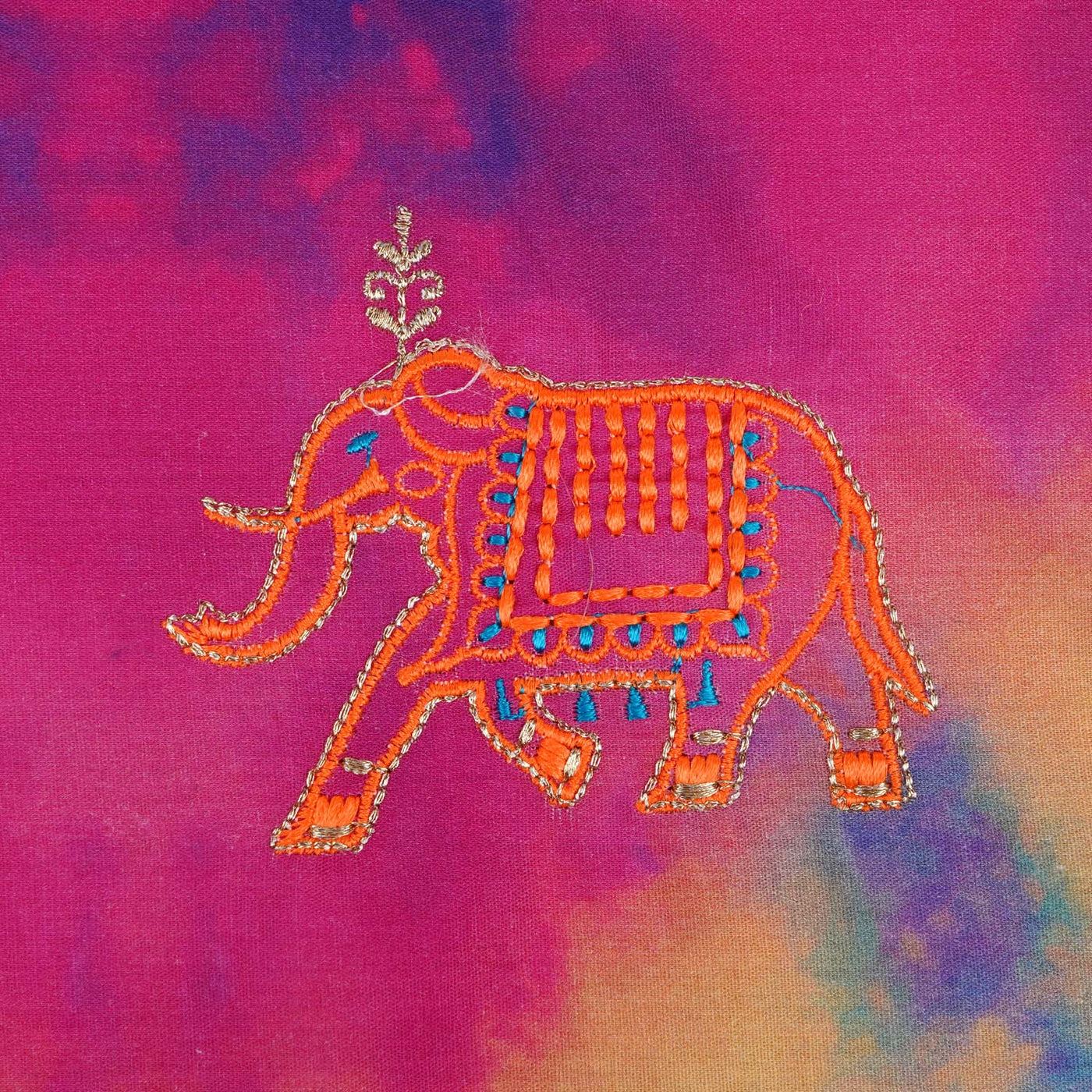 Girls Cotton Embroidered Kurti Elephant - Pink