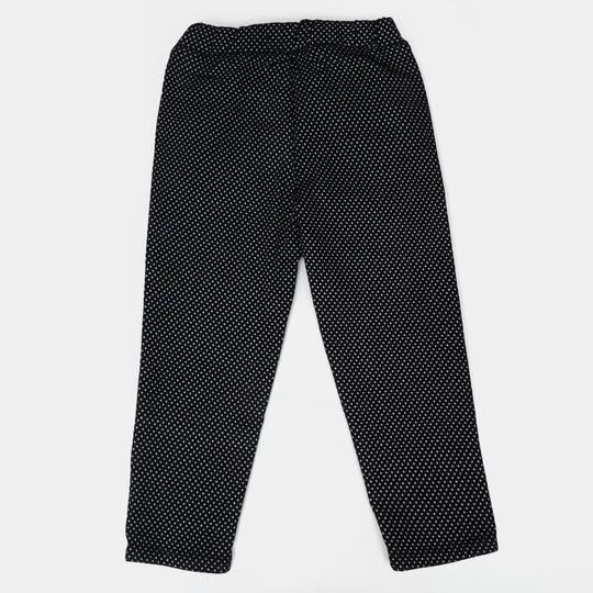 Girls Cotton Pant Polka Dots - Black