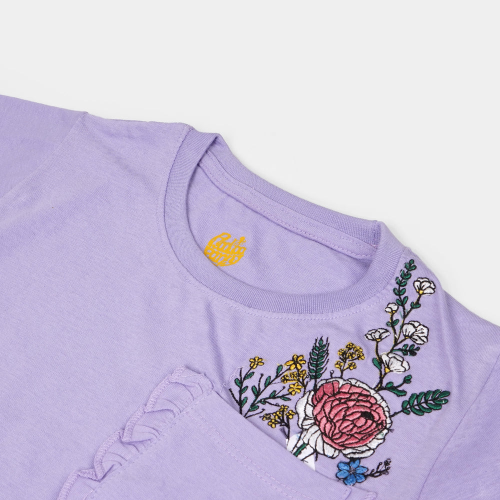 Girls Cotton T-Shirt Lovely - Purple