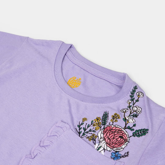 Girls Cotton T-Shirt Lovely - Purple