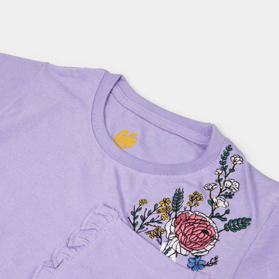 Girls Cotton T-Shirt Lovely - Purple