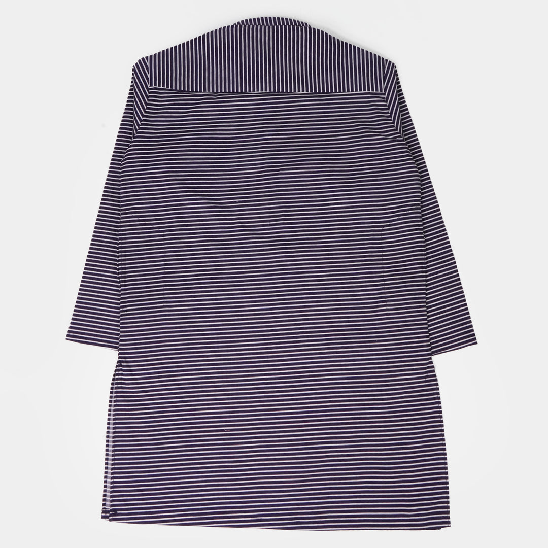 Boys Cotton Digital Print Kurta - Navy