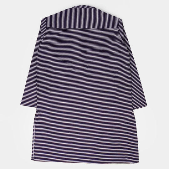 Boys Cotton Digital Print Kurta - Navy