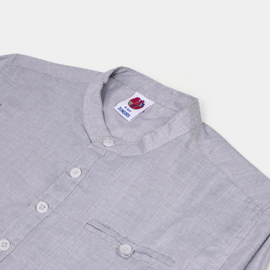 Boys Casual Shirt Half Placket - GREY