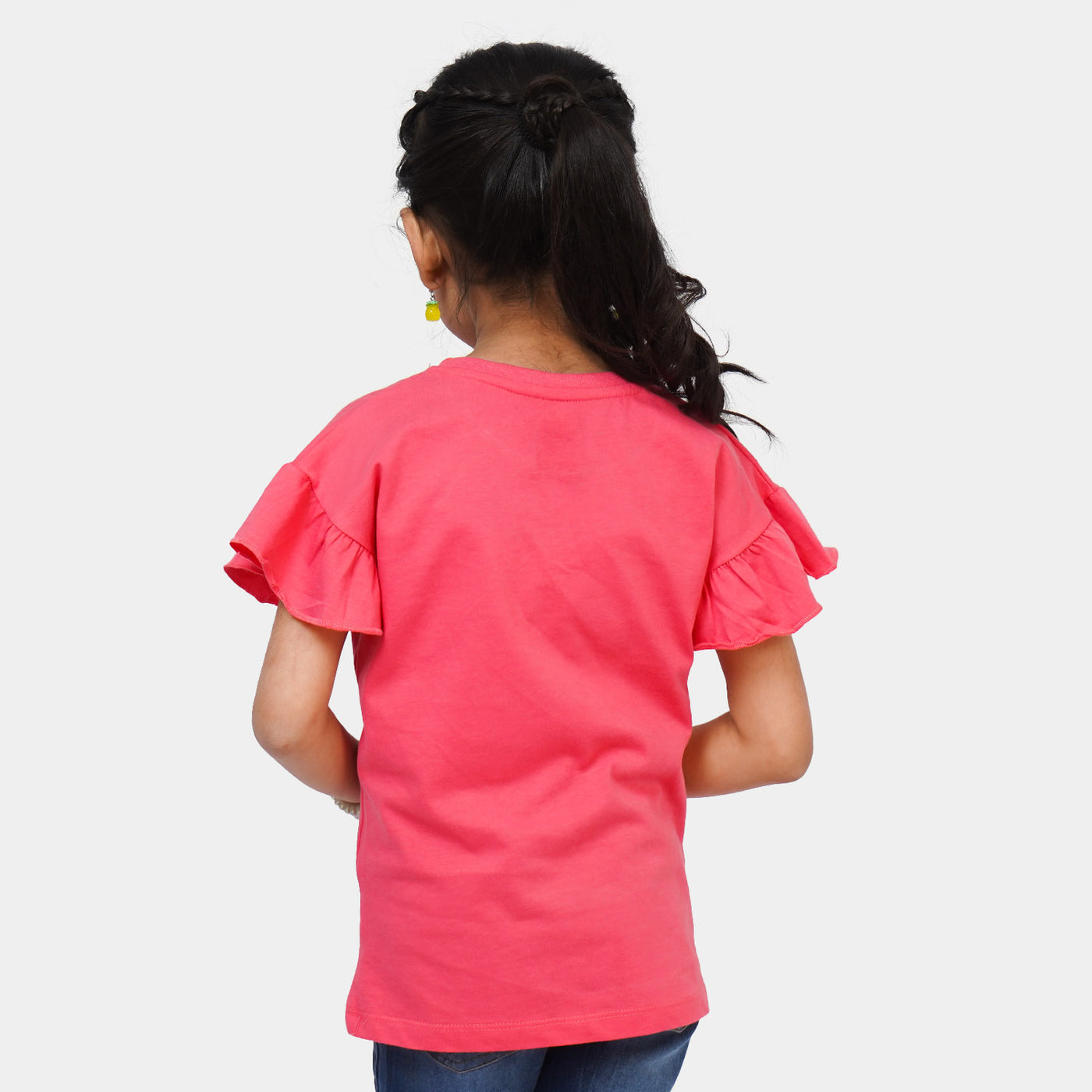 Girls Cotton T-Shirt Character - Hot Pink