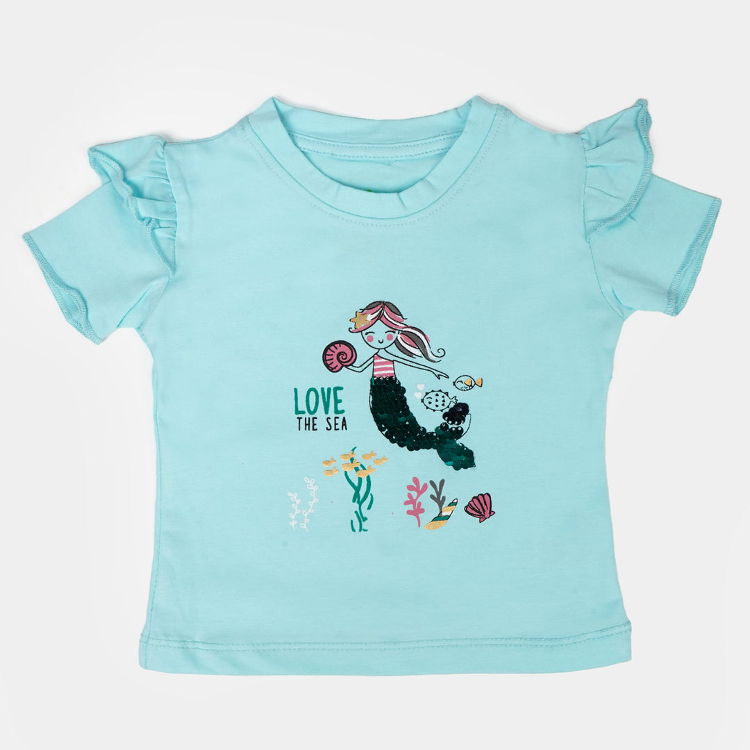 Infant Girls T-Shirt Love The Sea -Light Blue