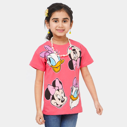 Girls Cotton T-Shirt Character - Pink