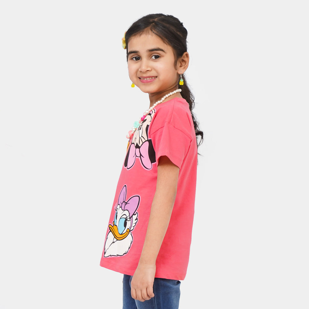 Girls Cotton T-Shirt Character - Pink