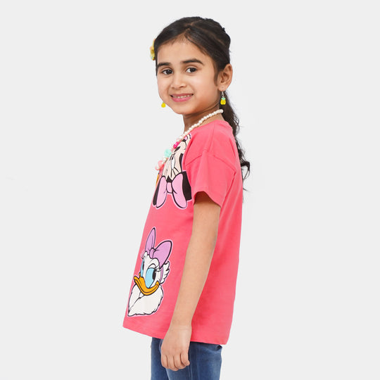 Girls Cotton T-Shirt Character - Pink