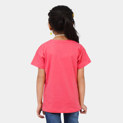 Girls Cotton T-Shirt Character - Pink