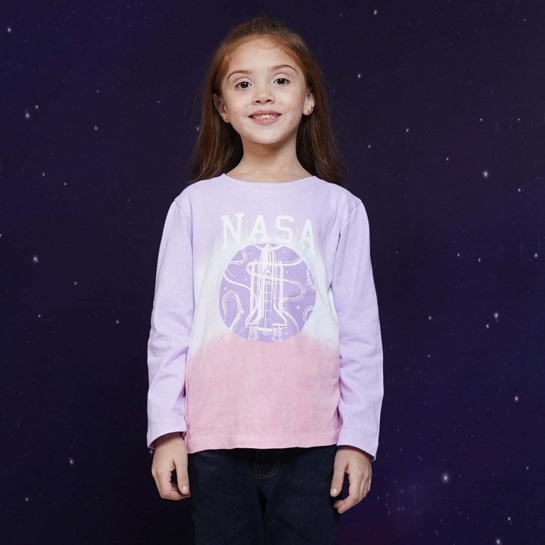 Girls T-Shirt F/S Nasa Swirl - B. White
