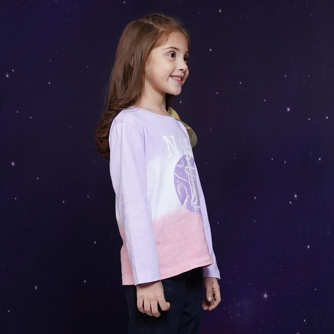 Girls T-Shirt F/S Nasa Swirl - B. White