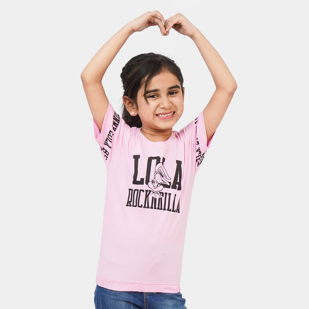 Girls Cotton Character T-Shirt  - Light Pink