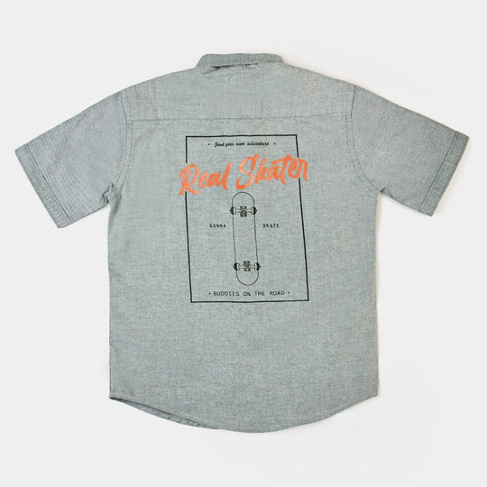 Boys Oxford Casual Shirt Real Skater - GREY