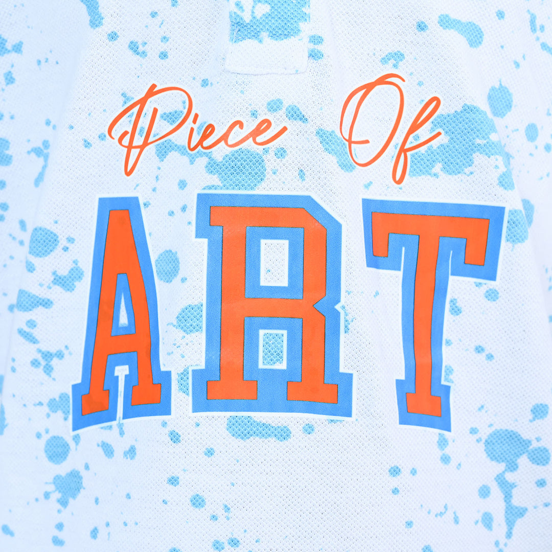 Boys Cotton Polo Shirt Art | White