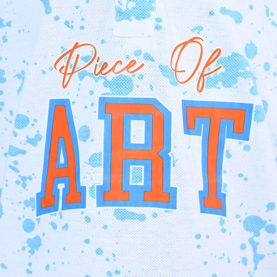 Boys Cotton Polo Shirt Art | White