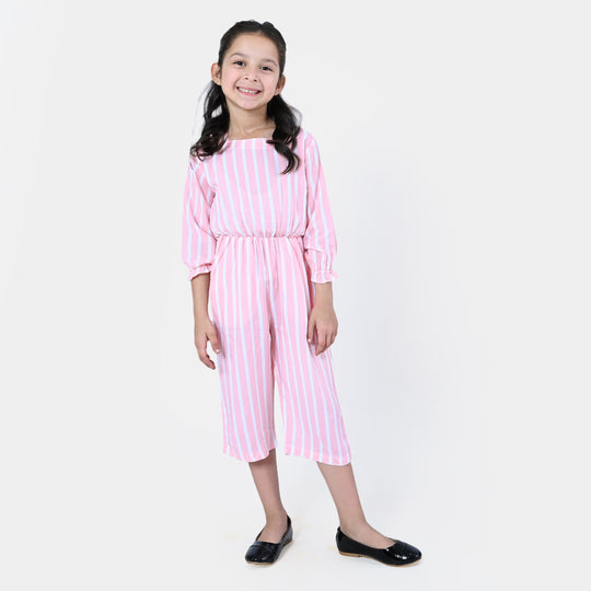 Girls Digital Print Jumpsuit - Pink