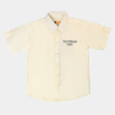Boys Casual Cotton Shirt Sunset Waves - OFF White