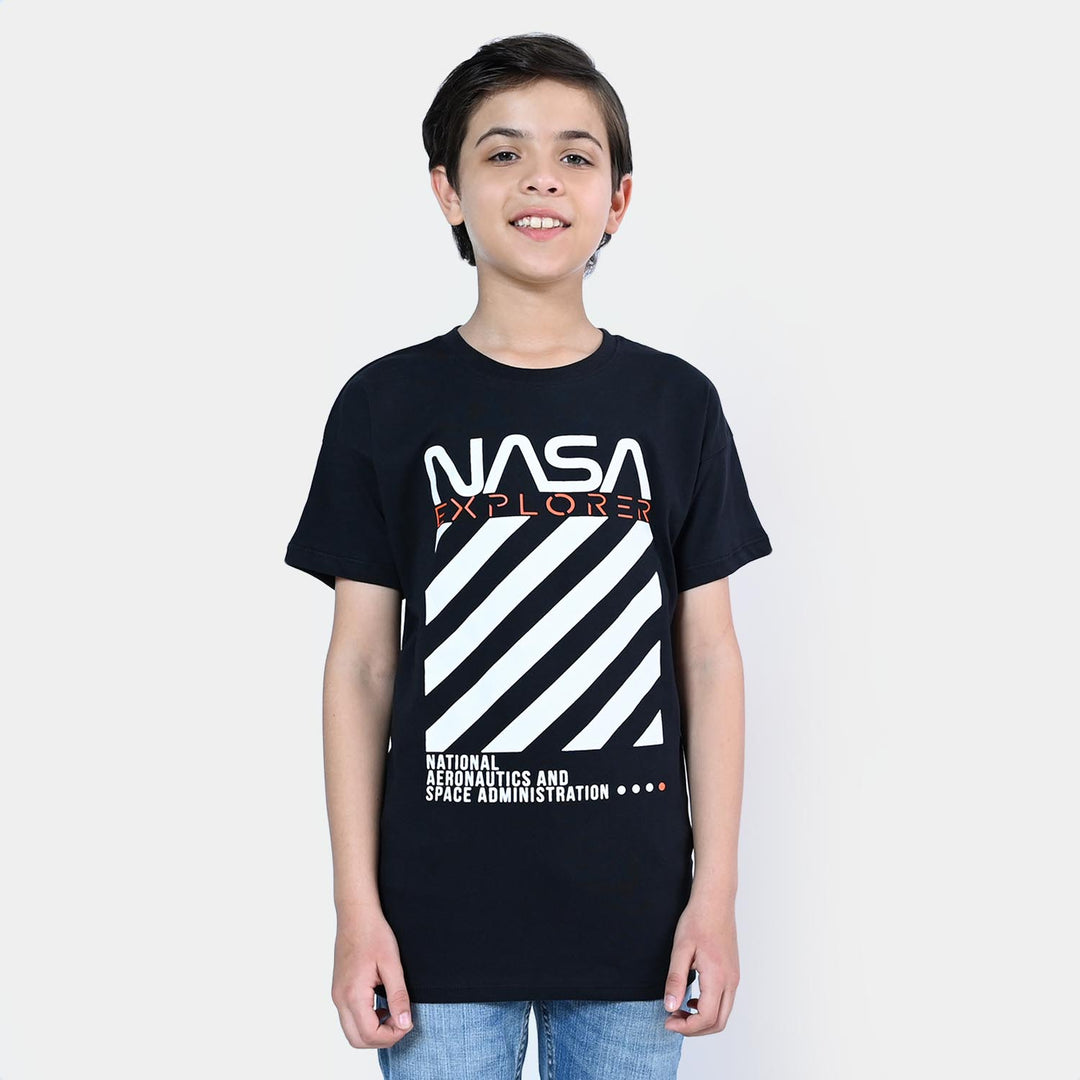 Boys Cotton T-Shirt Nasa | BLACK