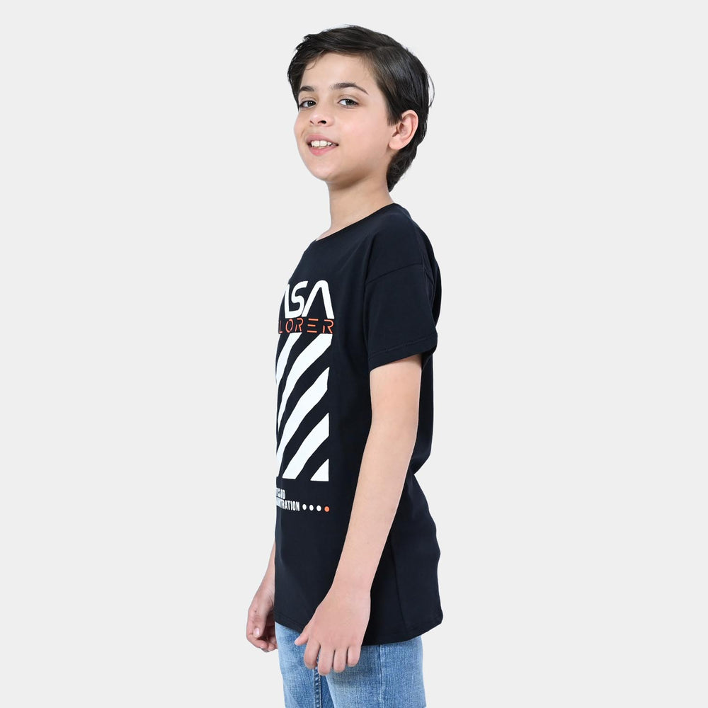 Boys Cotton T-Shirt Nasa | BLACK