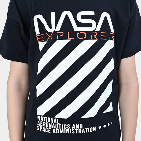 Boys Cotton T-Shirt Nasa | BLACK