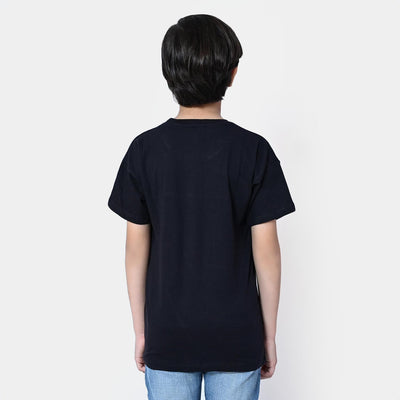 Boys Cotton T-Shirt Character - Jet Black