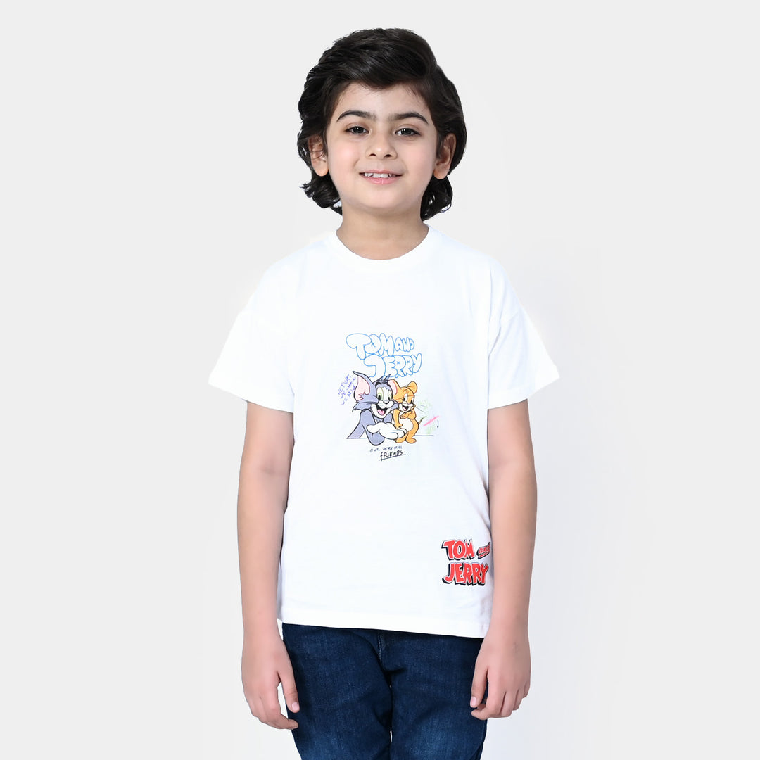 Boys Cotton T-Shirt Character - White