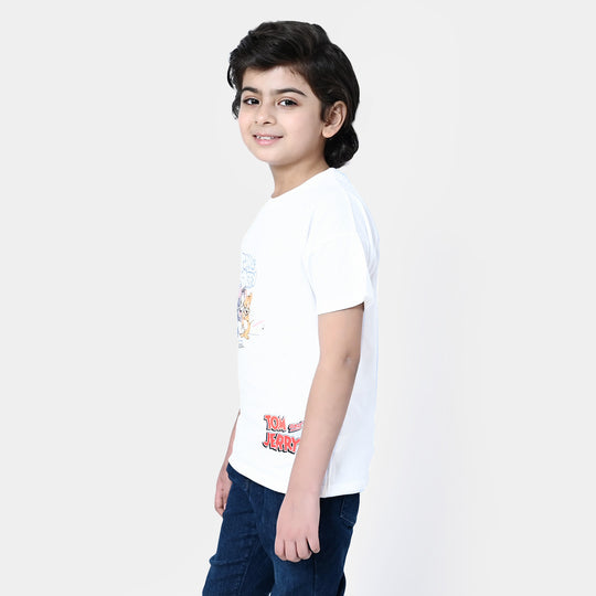 Boys Cotton T-Shirt Character - White