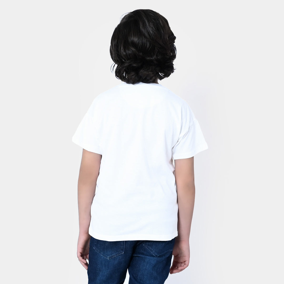 Boys Cotton T-Shirt Character - White