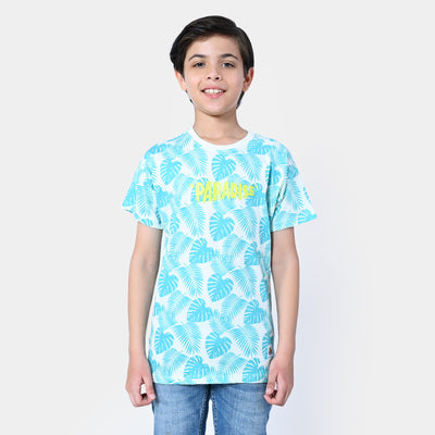 Boys Cotton T-Shirt Paradise | Aqua Green