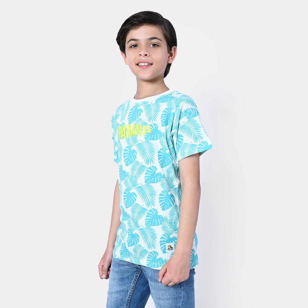 Boys Cotton T-Shirt Paradise | Aqua Green