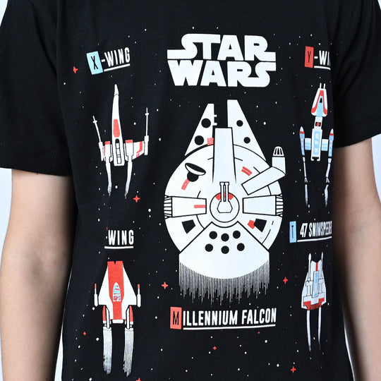 Boys Cotton T-Shirt Star | BLACK