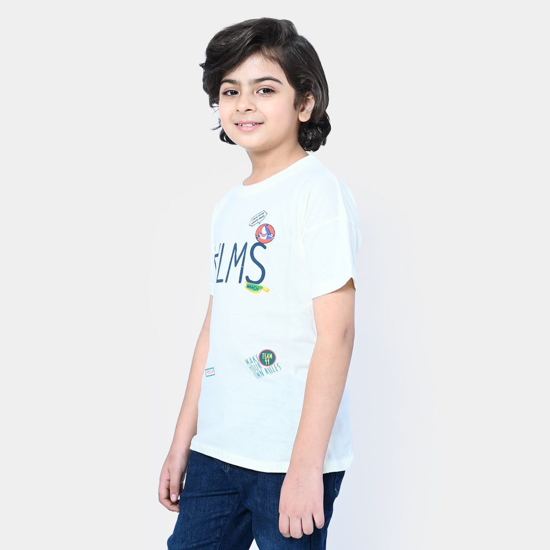 Boys Cotton T-shirt Palms | Lemon Icing