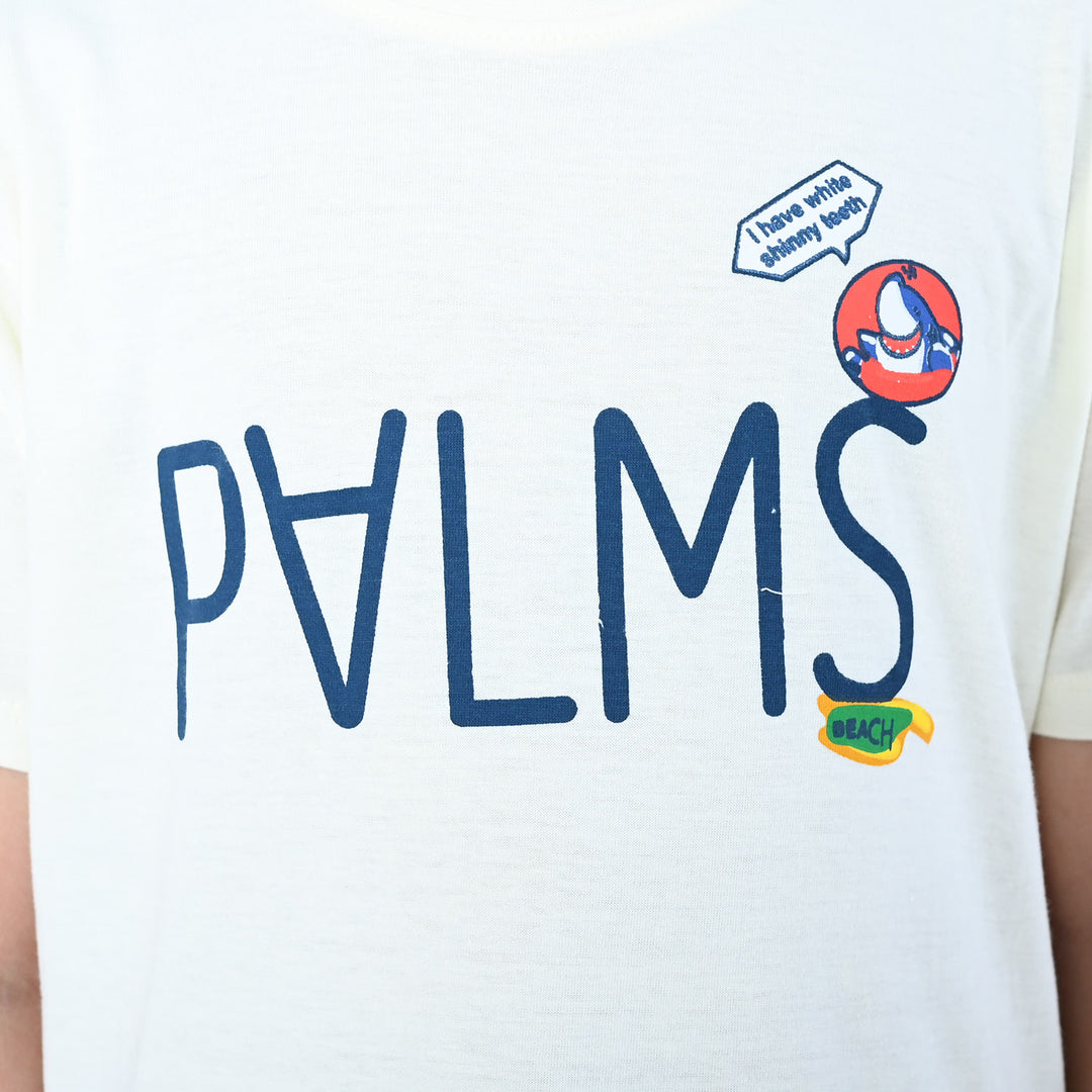 Boys Cotton T-shirt Palms | Lemon Icing