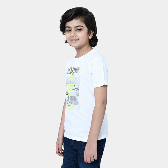 Boys Cotton T-Shirt Skate | B-White