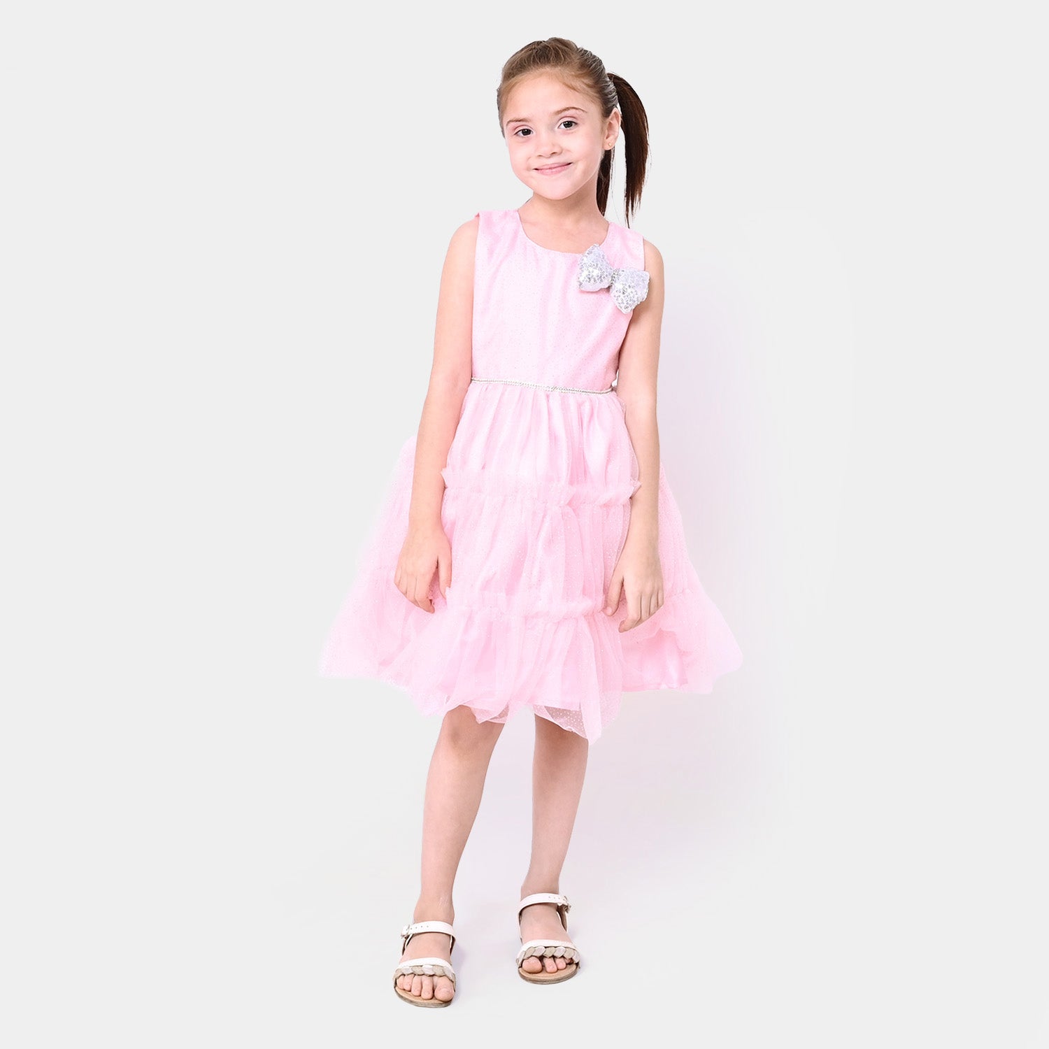 Girls Fancy Frock Glittery - Pink Price in Pakistan | Bachaa Party