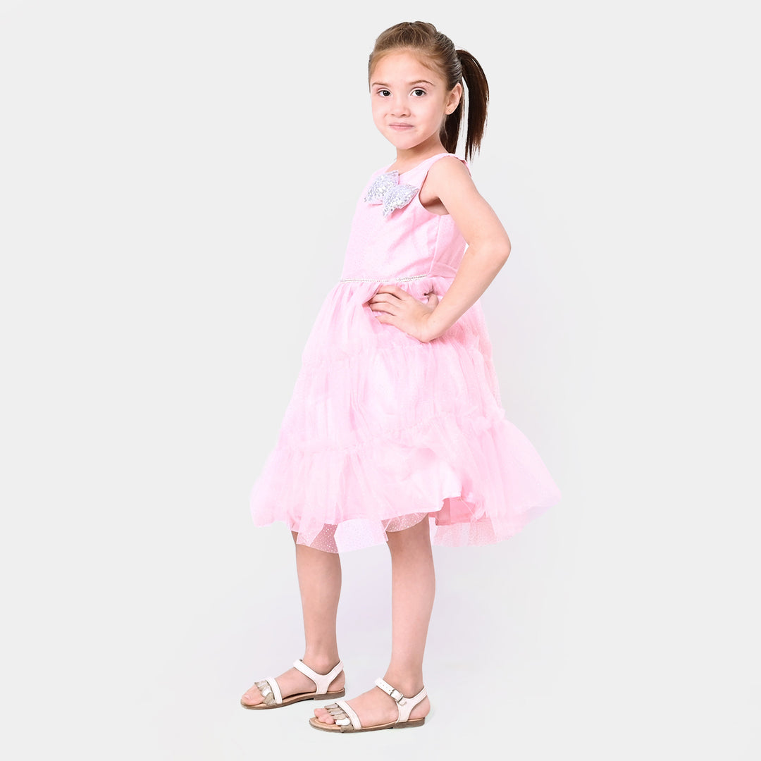 Girls Fancy Frock Glittery - Pink