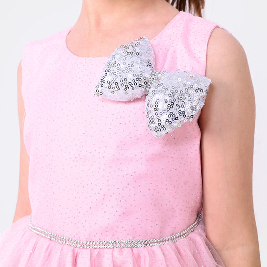 Girls Fancy Frock Glittery - Pink