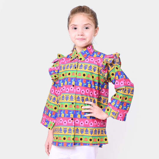 Girls Cotton Casual Top - Multi