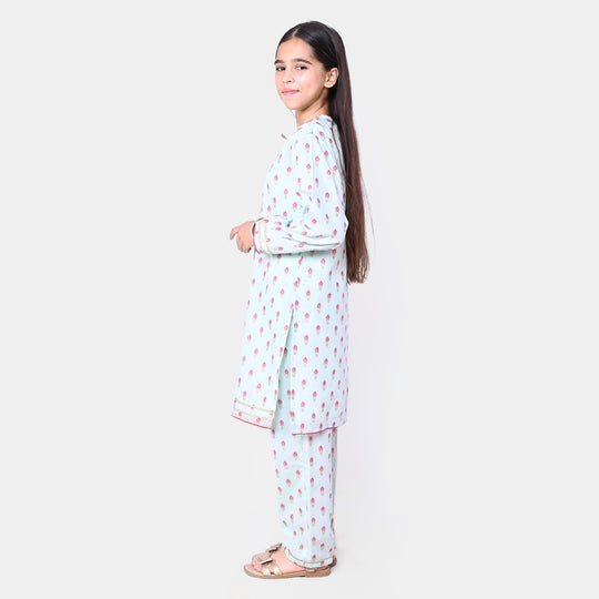 Girls Jacquard 2Pcs Suit Maharani - LT.Blue