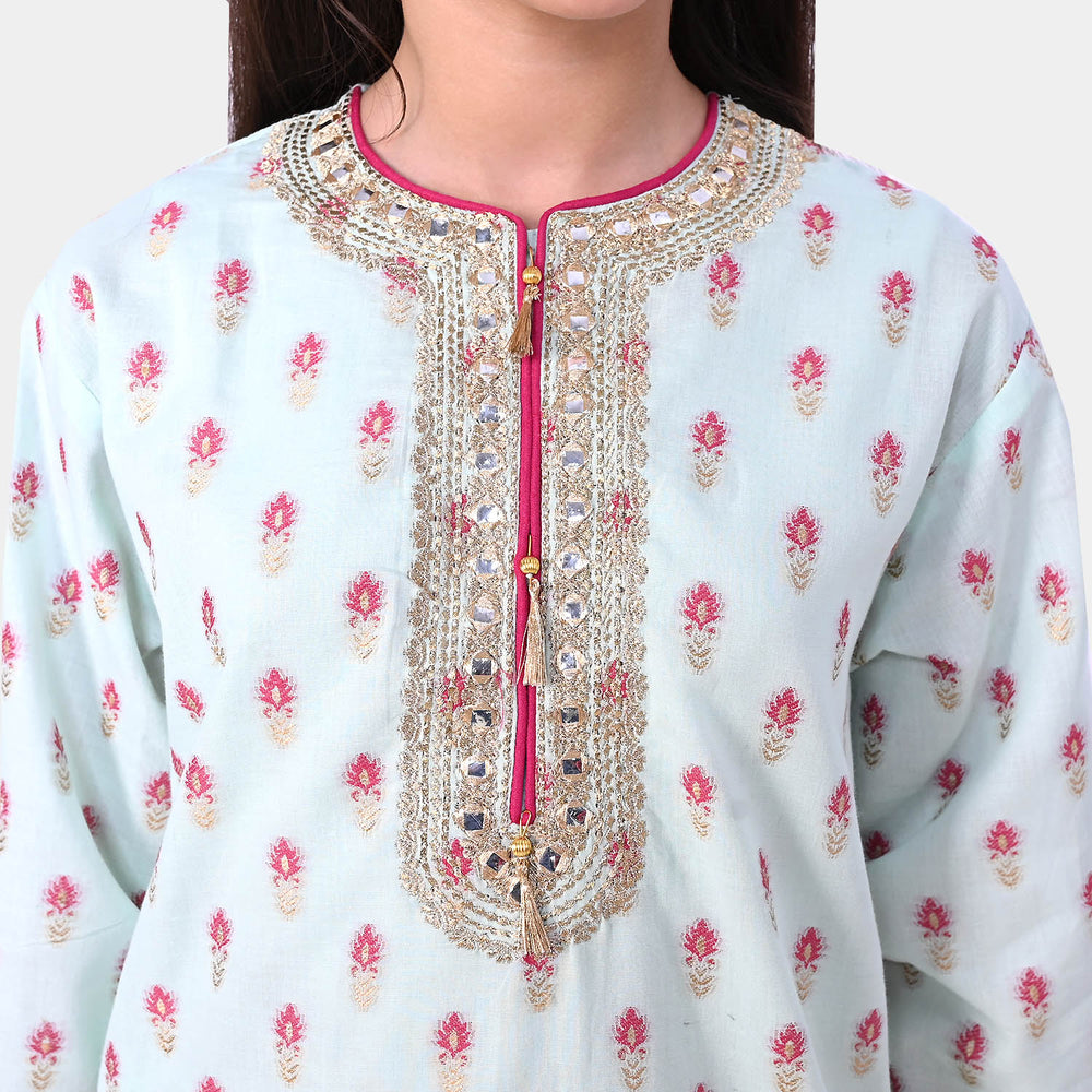 Girls Jacquard 2Pcs Suit Maharani - LT.Blue